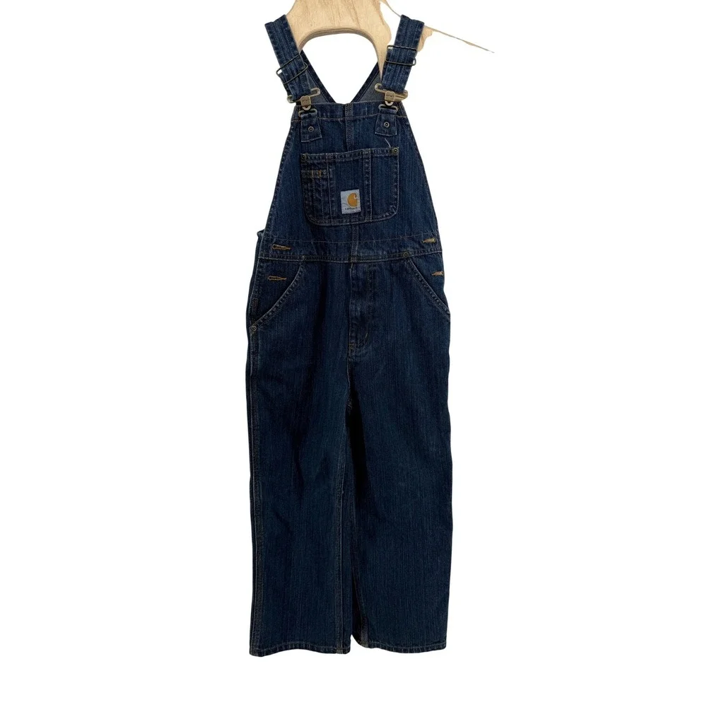 Vintage Carhartt‎ Master Cloth Denim Overalls Kids Youth Bib Jean Dungarees Work